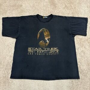 Vtg 90s Star Trek The Experience Las Vegas Hilton Faded Black T-Shirt Size 2XL